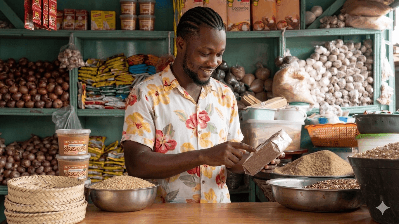 Commerçant en Côte d’Ivoire dans sa boutique